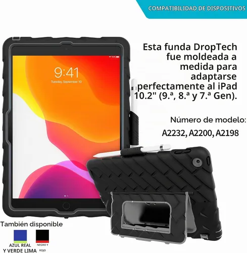 Vista 2 de Estuche Gumdrop Hideaway Compatible con Apple iPad 9ª 8ª 7ª generación (10.2 pulgadas) Diseñado para estudiantes de K-12, maestros y aulas – Con