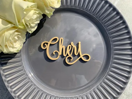 Vista 4 de Tarjetas de lugar de boda Tarjetas de nombre de lugar personalizadas Tarjeta de lugar de cena personalizada Tarjeta de acompañante de madera