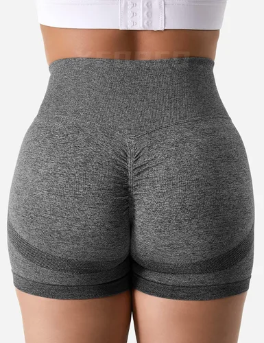 Vista 2 de YEOREO Pantalones cortos profesionales de entrenamiento para mujer, 3.6 pulgadas, pantalones cortos sin costuras, cintura alta, contorno, gimnasio