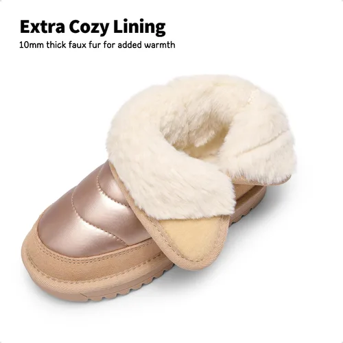 Vista 3 de DREAM PAIRS Botas de nieve para niñas y niños, zapatos de tobillo de invierno de 0.394 pulgadas con forro de piel sintética para niños pequeños