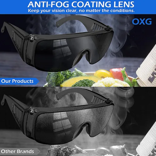 Vista 2 de OXG Anteojos de seguridad antivaho sobre anteojos, ANSI Z87.1, gafas de seguridad para hombres y mujeres