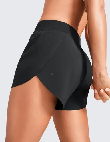 Vista 2 de CRZ YOGA - Pantalones cortos deportivos, de tiro medio, para mujer, ligeros, con abertura alta, forro, de secado rápido, para gimnasio