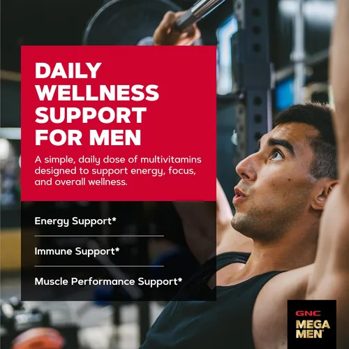 Vista 2 de GNC Mega Men Sport Multivitamínico Rendimiento, función muscular y salud general 90