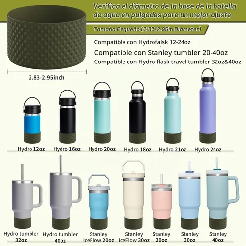 Vista 2 de WUQID Protector para Botella de Agua, Protector de Silicona con Diseño de Diamante Compatible con Vaso Stanleyy de 20-40oz y Botella Hydroo Flask
