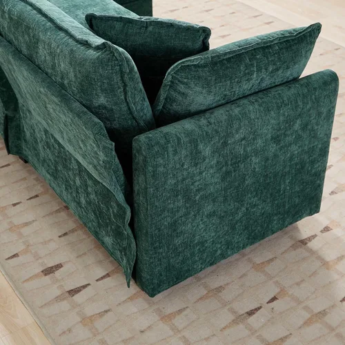Vista 9 de Sofá modular seccional, nube con cojín de doble capa, flexible en forma de L para sala de estar, dormitorio, apartamento, tela de chenilla tapizada