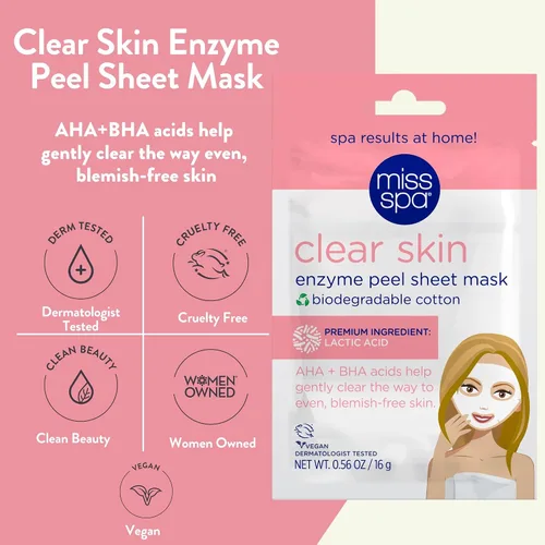 Vista 3 de MISS SPA Mascarilla facial para el cuidado de la piel, enzima de piel transparente para mujeres, mascarilla exfoliante para el acné, piel libre