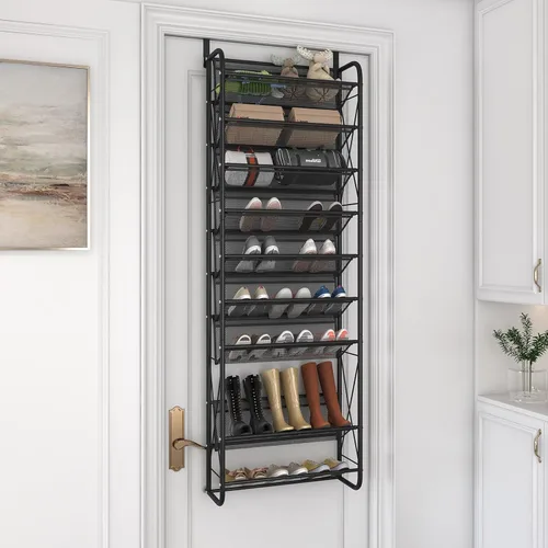 Vista 2 de Zapatero colgante de 10 niveles para almacenamiento de zapatos de puerta, zapatero para armario, despensa, sobre la puerta, organizador de zapatos