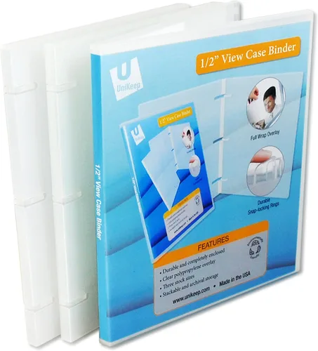 Vista 16 de UniKeep Carpeta de 3 anillos – La carpeta está totalmente cerrada, disponible en blanco, transparente o negro y en diferentes tamaños de lomo