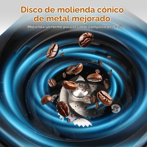 Vista 2 de Molinillo de café eléctrico para el hogar y cafeterías: molinillo de café automático de 25 ajustes con tolva expandible de 4.23 oz duradero