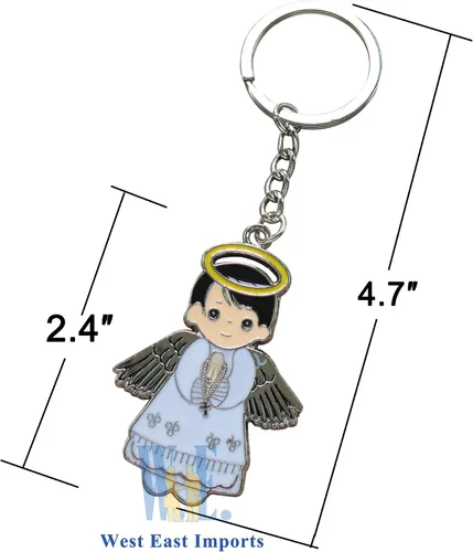 Vista 2 de Regalo personalizado de primera comunión (12 piezas) - Llavero de metal blanco Boyl Metal personalizado Recuredos De Bautizo Bautizo Regalo