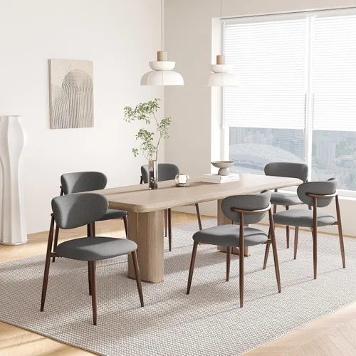 Vista 17 de MALOL Juego de 2 sillas de comedor tapizadas con respaldo curvo, color Beige