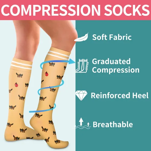 Vista 5 de COOLOVER Calcetines de compresión de cobre para mujeres y hombres (6 pares) - El mejor apoyo para correr, atletismo, enfermería, viajes