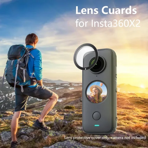 Vista 2 de Protector de lente para Insta360 X2, protector de lente extraíble de policarbonato para accesorios Insta 360 X2 (2 juegos - 4 piezas)