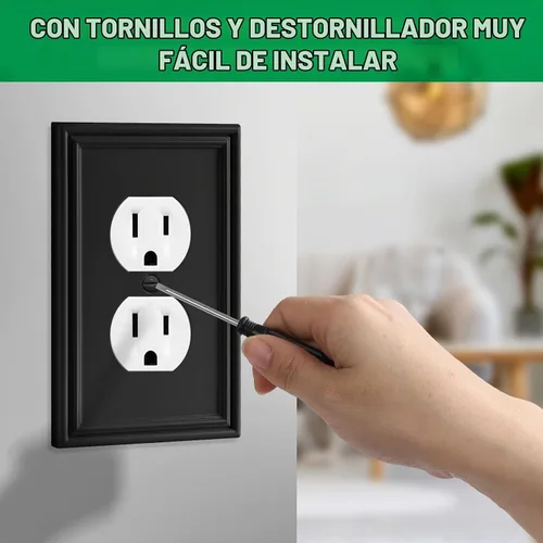 Vista 6 de Cubiertas decorativas modernas negras para tomacorrientes, placas de interruptor eléctrico y cubiertas de tomacorrientes receptáculos