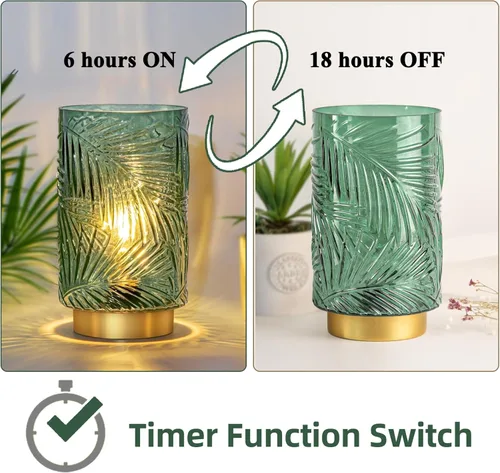 Vista 7 de Lámpara de mesa con pilas, lámparas inalámbricas para decoración del hogar, luz nocturna a pilas con bombilla LED con temporizador, luces