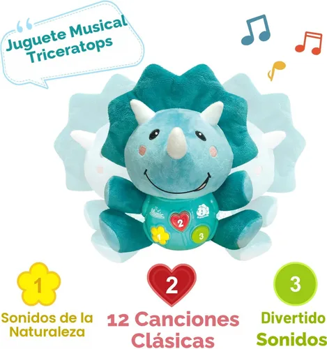 Vista 3 de iPlay, iLearn juguetes musicales de dinosaurios para bebés, regalo para niños recién nacidos, dinosaurios suaves de peluche, juguete musical