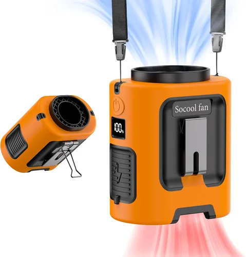 Vista 9 de Socool - Ventilador de cintura portátil con clip en el cinturón portátil, mini ventiladores personales recargables, 4 velocidades 13000 RPM