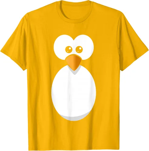 Vista 80 de Camiseta divertida con diseño de cara de pingüino o disfraz fácil, color negro, talla S