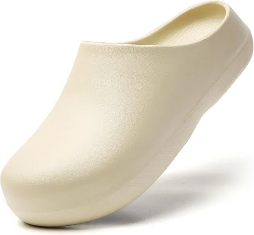 Vista 7 de SECHRITE Zapatos de trabajo antideslizantes para mujeres y hombres – Zuecos impermeables de chef de enfermería para jardín, zapatos profesionales