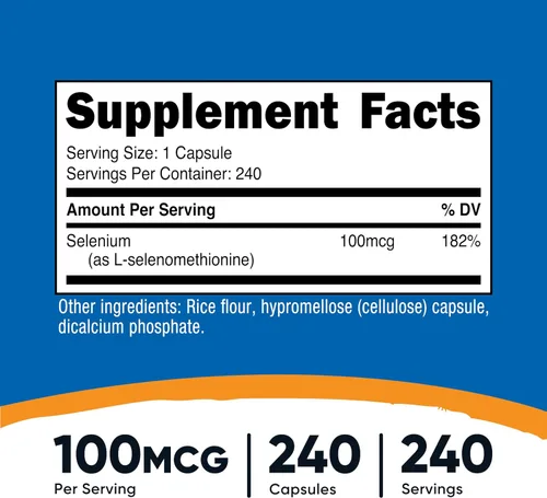 Vista 2 de Nutricost Suplemento de selenio 100mcg, 240 cápsulas, vegetariano, sin gluten y sin OMG
