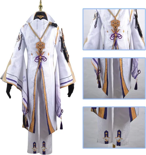 Vista 4 de Game Genshin Impact Kamisato Ayato - Disfraz de cosplay con accesorio, uniforme de anime, traje de Halloween