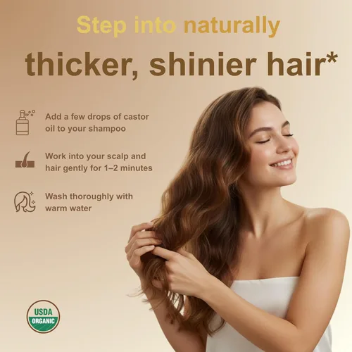Vista 3 de Micro Ingredients Aceite de ricino orgánico prensado en frío, 32 onzas líquidas, 100% puro, sin refinar y sin hexano, aceite portador orgánico