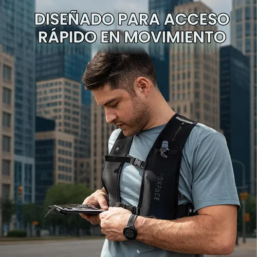 Vista 5 de Chaleco para correr para mujeres y hombres – Chaleco de hidratación – Mochila ajustable transpirable para senderismo maratón – Bolsillo impermeable