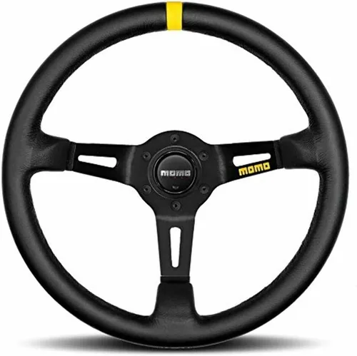 Vista 7 de MOMO Motorsport MOD.69 - Volante de carreras de gamuza – 13.780 in, plato de 1.535 in de profundidad, bocina amarilla, marco de aluminio de 3 radios