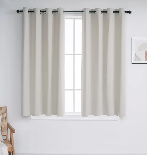 Vista 42 de INLINAS Cortinas opacas para dormitorio, aislamiento térmico, reducción de ruido, juego de 2 paneles de ahorro de energía, beige, 42 pulgadas