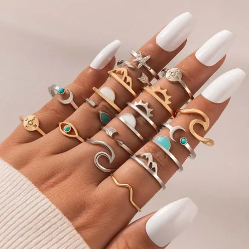 Vista 4 de Anillos de nudillos para chicas adolescentes anillos apilables para mujeres juego de anillos midi apilables anillos de estética vintage para mujeres