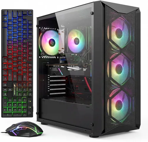 Vista 10 de Escritorio para PC para juegos STGAubron,Core I7,RX 560 4G,32G RAM,512G SSD