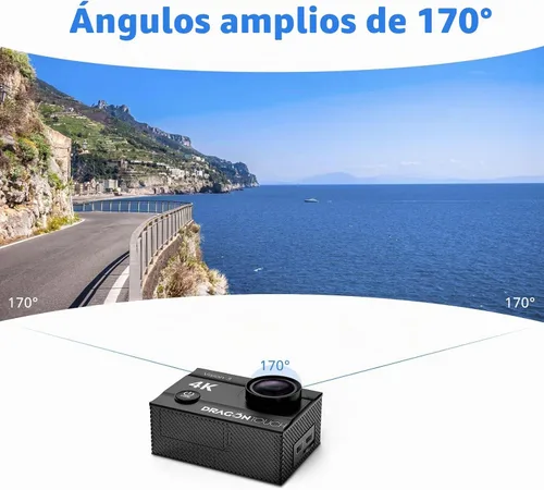 Vista 7 de Dragon Touch Action Camera Vision 3 4K 20MP Cámara impermeable subacuática con control remoto 170° gran angular WiFi Cámara deportiva con kit