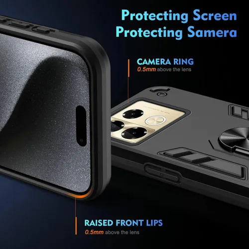 Vista 4 de Funda compatible con Xiaomi Redmi A1, funda para teléfono Redmi A2 [con protector de pantalla de vidrio templado] HR-KZH-negro