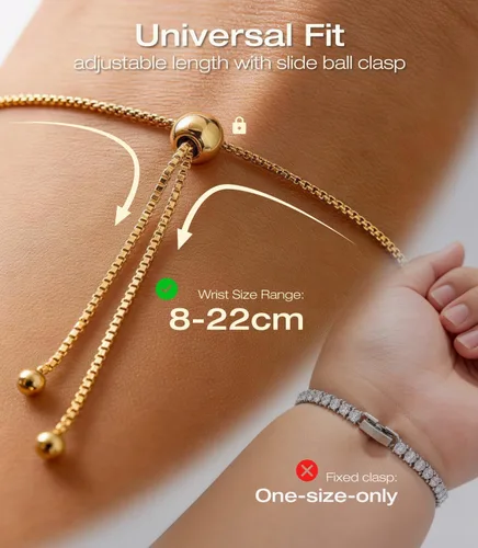 Vista 6 de Lovans Tennis Bracelets for Women Adjustable Gold Plated Tennis Bracelet for Women in Size 4-8.5 Inches