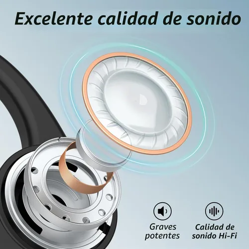 Vista 7 de CXK Auriculares de conducción ósea, auriculares Bluetooth 6.0 actualizados 2026 con micrófono, IPX7 impermeable, audio equilibrado, tiempo