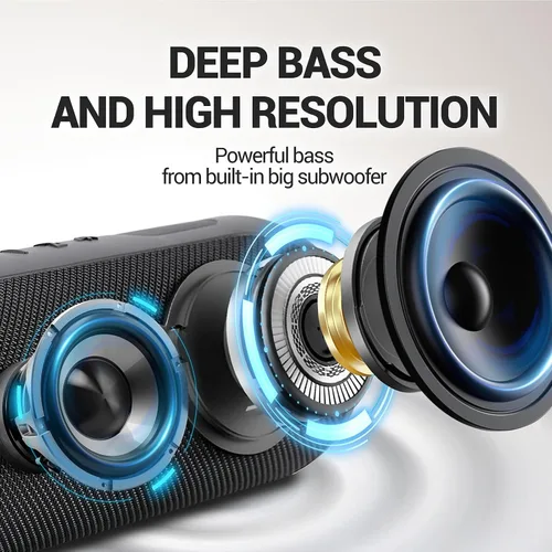 Vista 4 de Altavoz Bluetooth Inalámbrico Impermeable - Altavoz Portátil Potente con Subwoofer y Tweeter Integrados, Graves Extra, Sonido Estéreo, IP67, Luces