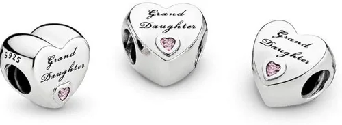Vista 2 de Romántico Amor Fit Pandora Dijes de plata para brazalete para mujer, hijahermanamejor amiga BFFabuelapapágraciasnana corazón amoroso