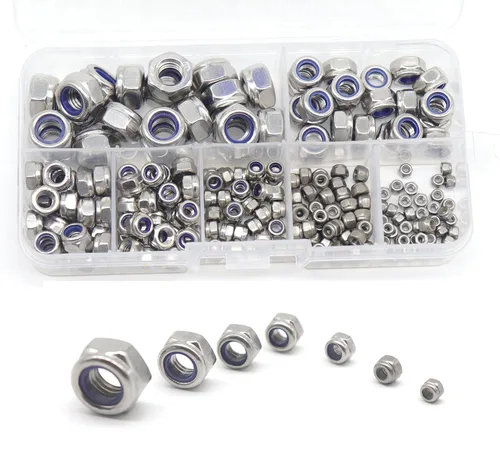 Vista 7 de cSeao Kit surtido de tuercas de seguridad insertadas de nailon SAE Nylock (1/4-20 3/8-16 1/2-13#4-40#6-32#8-32#10-24#10-32), acero inoxidable 304