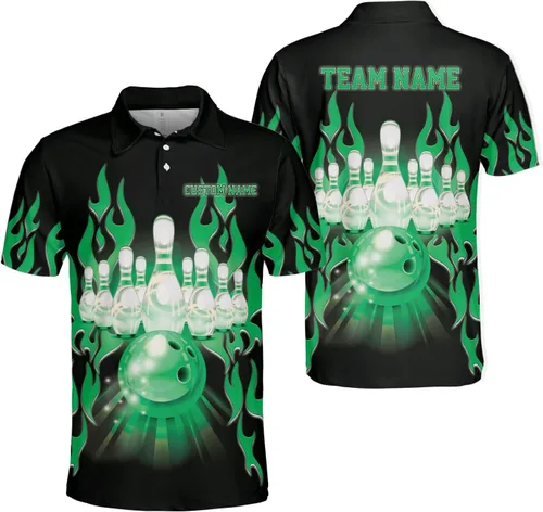Vista 4 de Woseprints - Polo de boliche personalizado con nombre 3D para hombres y mujeres, camisas de bolos personalizadas para equipo, camisas de bolos unisex