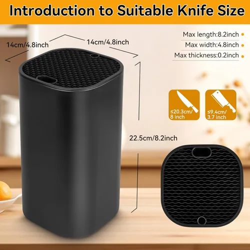 Vista 3 de Ninonly Bloque de Cuchillos Sin Cuchillos 2 en 1 Soporte Universal Cuadrado para Cuchillos de Cocina con Ranura para Tijeras que Ahorra Espacio