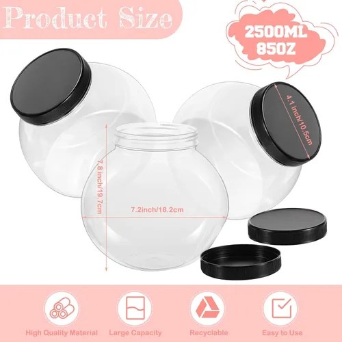 Vista 2 de Sunnyray Juego de 6 tarros de galletas transparentes de 85 onzas con tapas, recipientes para dulces transparentes para dulces, bufé, fiesta, mesa