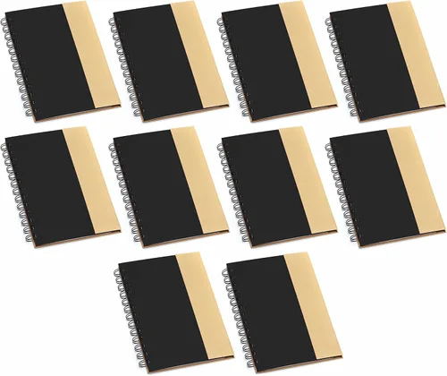 Vista 11 de DISCOUNT PROMOS Juego de 1 cuadernos de espiral ecológicos personalizados con bolígrafos, paquete personalizado a granel, perfecto para negocios
