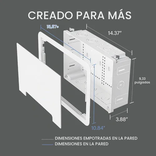 Vista 3 de Legrand - OnQ ENP0905NAV1 – manejo de cableado, caja de multimedia de pared, recinto de cableado estructurado de doble propósito con soporte