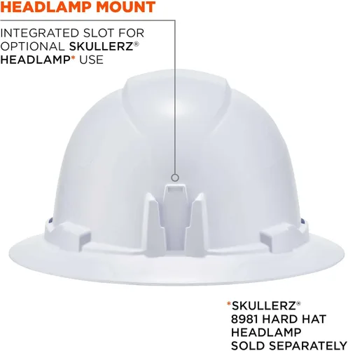 Vista 2 de Ergodyne Skullerz 8971 Class E - Casco duro con montura ligera, ala completa, almohadilla superior acolchada y banda para el sudor incluida, casco