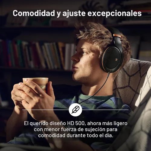 Vista 5 de Sennheiser HD 505 - Auriculares con cable supraaurales con sonido transparente y graves controlados, auriculares de estudio de mayor comodidad