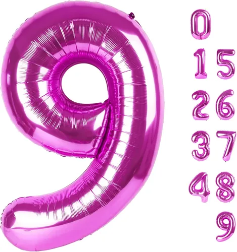 Vista 64 de Globos con números de 40 pulgadas, color negro, para decoraciones de cumpleaños de 10 a 100 años Jumbo 40In & Vibrant Color, With Hanging Holes