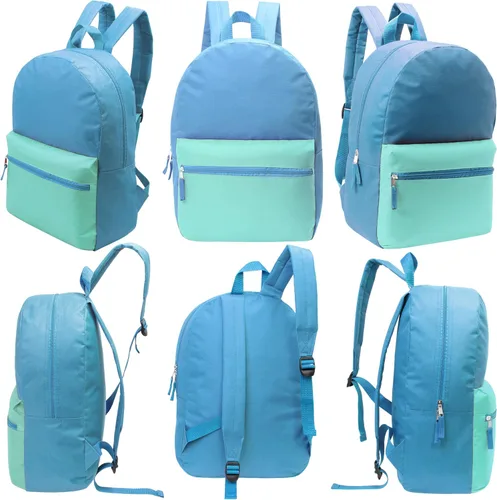 Vista 3 de Mochilas escolares de 17 pulgadas para niños, mochilas a granel para estudiantes de primaria, media y secundaria en varios colores, 2 tonos 12