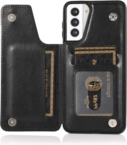 Vista 5 de Funda de teléfono para Samsung Galaxy S21 Plus Glaxay S21+ 5G con protector de pantalla de vidrio templado, tarjetero y tarjetero con soporte