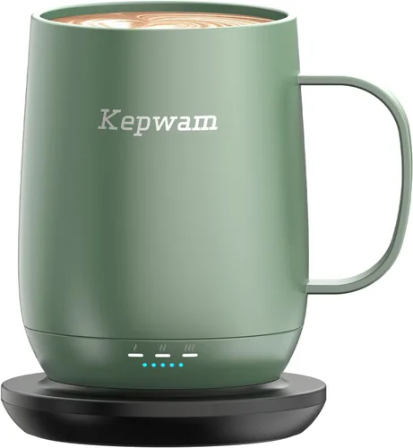 Vista 10 de Kepwam Taza de café autocalentable T2, taza de café con calefacción inteligente de 16 onzas, duración de la batería de 150 minutos, calentador