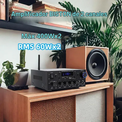 Vista 5 de Amplificador de audio 800W, 2 canales, Bluetooth 5.0